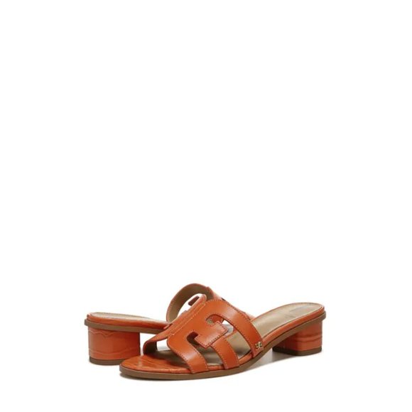 Sam Edelman Illie Block Heel Slide Sandal SUNSET ORANGE - Picture 7 of 11